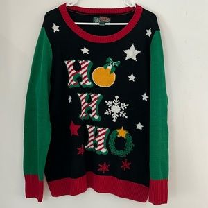 Women's Ugly Christmas Sweater - Ho Ho Ho - Size XL